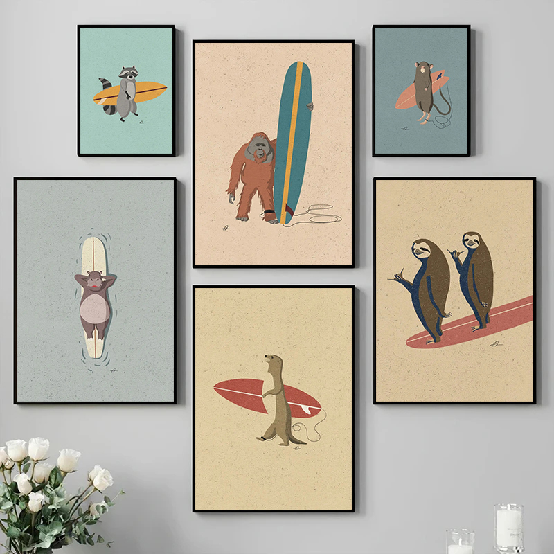 Photography Duck - Poster lukisan kanvas hewan berselancar kartun
