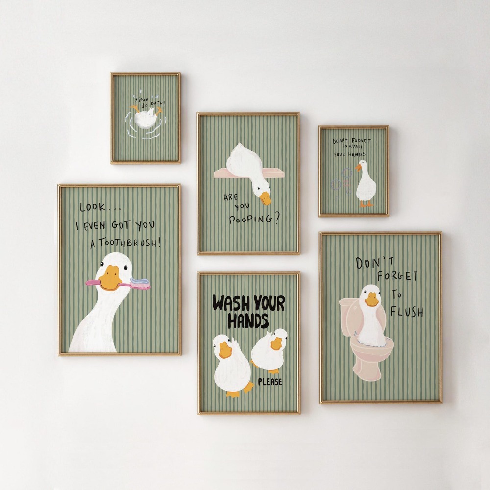Photography Duck - Seni Dinding Kamar Mandi Tanpa Bingkai,